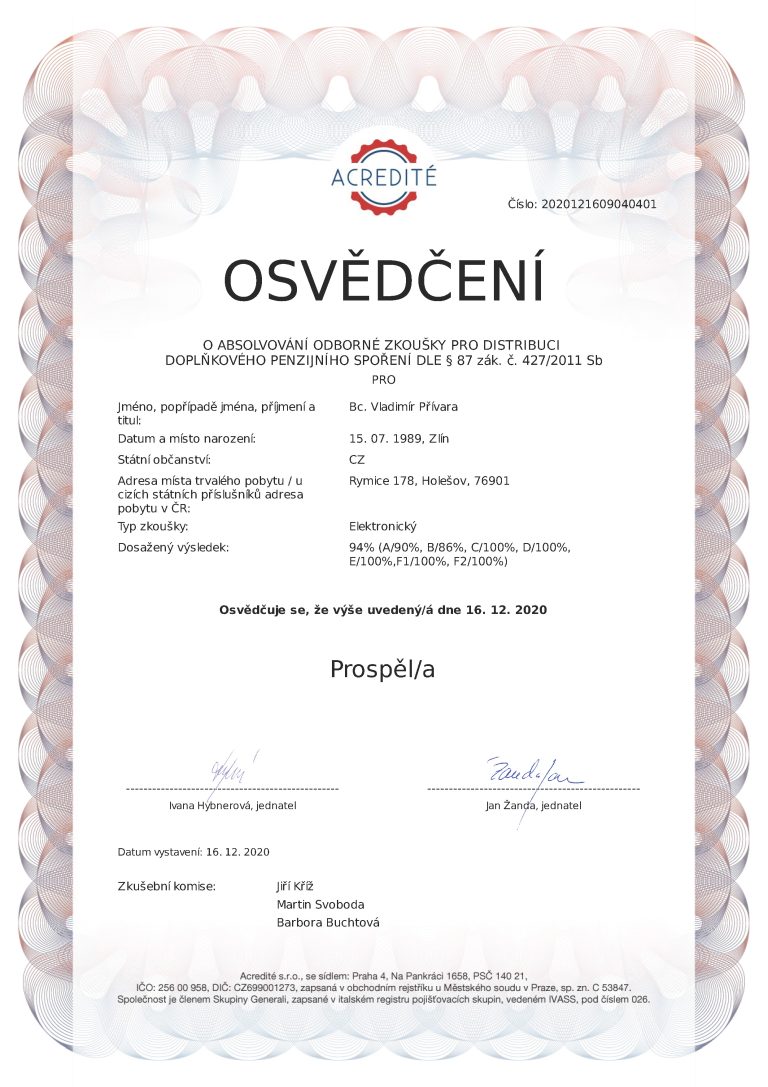 Certifikát penze